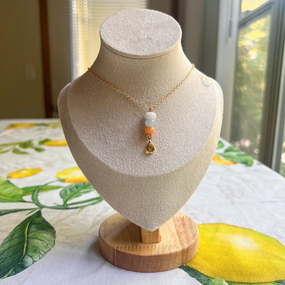 Citrine Necklace, Fruit Colorful Casual Gradient Stone Beaded Crystal Necklace